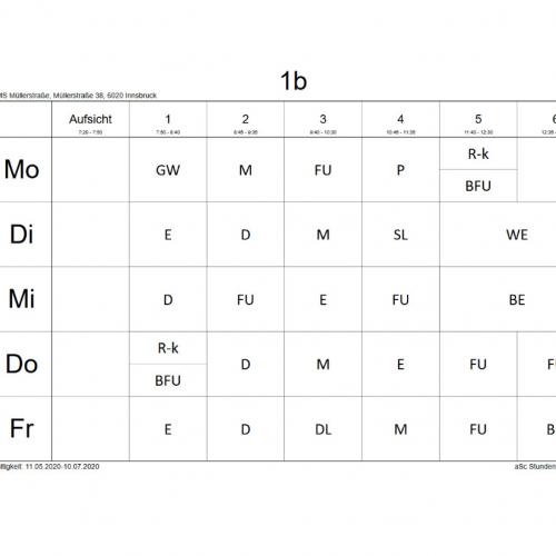 Stundenplan 1b
