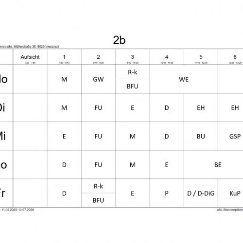 Stundenplan 2b
