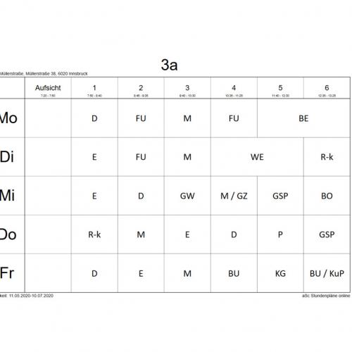Stundenplan 3a