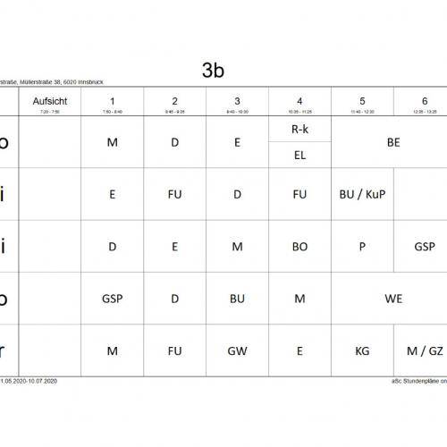 Stundenplan 3b