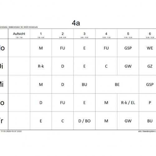 Stundenplan 4a